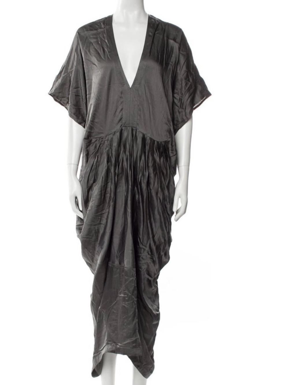Nicholas K Charcoal Gray V-Neck Silk Caftan Dress